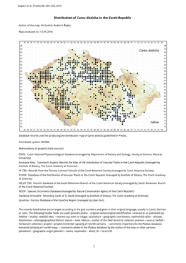 1 Distribution of Carex Disticha in the Czech Republic