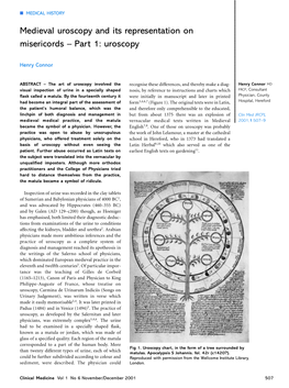 Medieval Uroscopy and Its Representation on Misericords – Part 1: Uroscopy