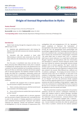 Origin of Asexual Reproduction in Hydra