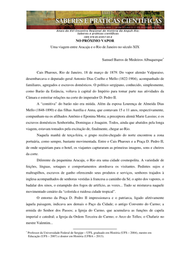 NO PRÓXIMO VAPOR Uma Viagem Entre Aracaju E O Rio De Janeiro No Século XIX