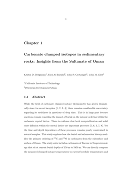 Chapter 1 Carbonate Clumped Isotopes In