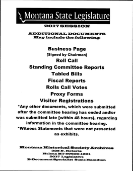 Standing Gommittee Reports Fiscal Reports Visitor Registrations