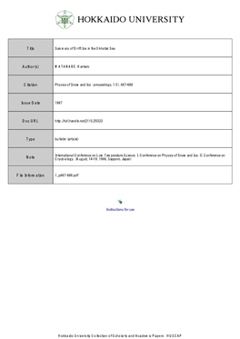 Summary of Drift Ice in the Okhotsk Sea