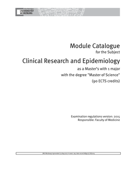 Module Catalogue Clinical Research and Epidemiology