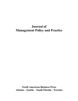 Journal of Management Policy and Practice