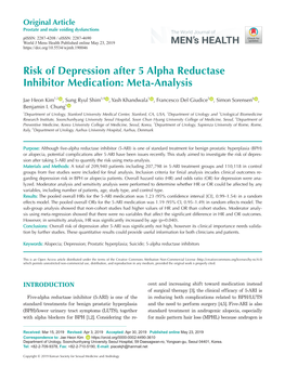 Risk of Depression After 5 Alpha Reductase Inhibitor Medication: Meta-Analysis