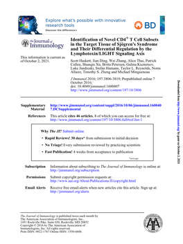 Identification of Novel CD4+ T Cell Subsets in the Target Tissue Of