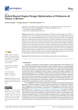 Hybrid Rocket Engine Design Optimization at Politecnico Di Torino: a Review