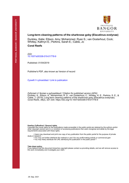 Long-Term Cleaning Patterns of the Sharknose Goby (Elacatinus Evelynae)