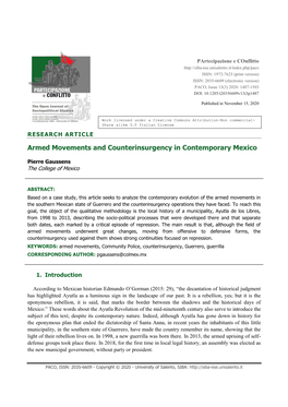 Armed Movements and Counterinsurgency in Contemporary Mexico