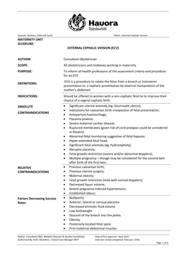 External Cephalic Version (Ecv) Author: Scope