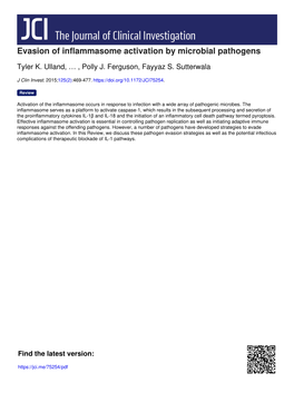 Evasion of Inflammasome Activation by Microbial Pathogens