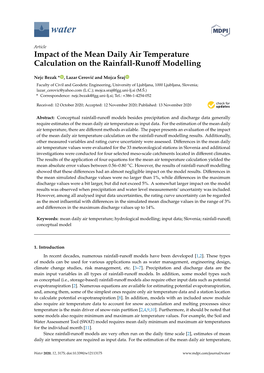Impact of the Mean Daily Air Temperature Calculation on the Rainfall-Runoﬀ Modelling