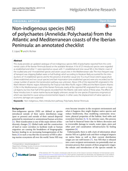 Of Polychaetes (Annelida: Polychaeta) from the Atlantic and Mediterranean Coasts of the Iberian Peninsula: an Annotated Checklist E