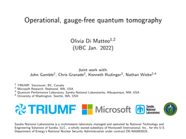 Operational, Gauge-Free Quantum Tomography