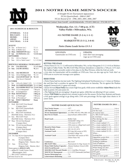 2011 Notre Dame Men's Soccer Notre Dame Combined Team Statistics (As of Oct 08, 2011) All Games