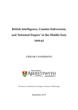 British Intelligence, Counter-Subversion, and ‘Informal Empire’ in the Middle East