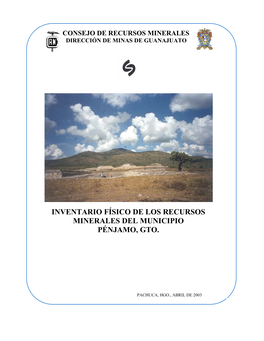Inventario Físico De Los Recursos Minerales Del Municipio Pénjamo, Gto