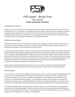 FSD Uganda – Busoga Trust Jinja, Uganda Health and Hygiene Education