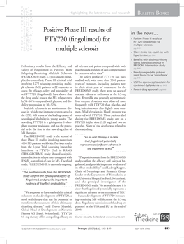 (Fingolimod) for Multiple Sclerosis Multiple Sclerosis Pg 843 Silent Stroke Risk Could Rise with Hypertension Pg 844