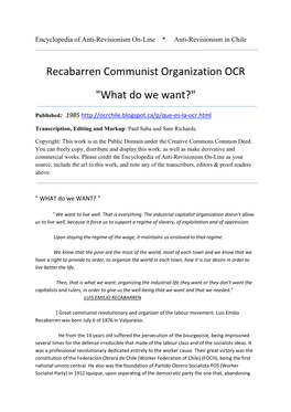 Recabarren Communist Organization OCR 