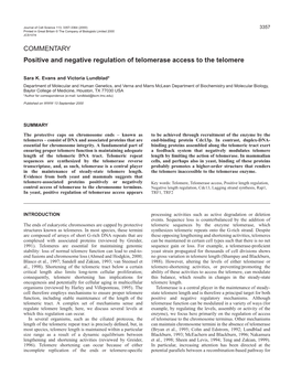 Regulating Telomerase Access to the Telomere