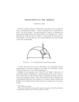 REFLECTIONS on the ARBELOS Written in Block Capitals