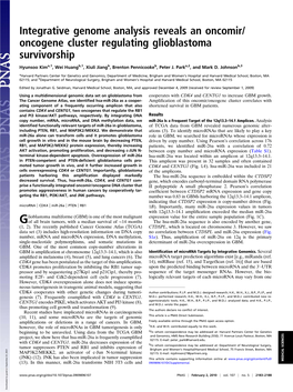 Integrative Genome Analysis Reveals an Oncomir/ Oncogene Cluster Regulating Glioblastoma Survivorship