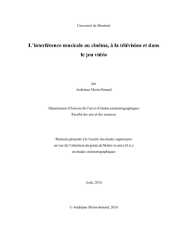 L'interférence Musicale Au Cinéma, À La Télévision Et Dans Le Jeu Vidéo