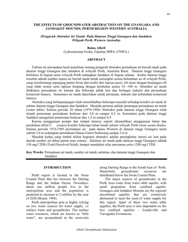 The Effects of Groundwater Abstraction on the Gnangara and Jandakot Mounds, Perth Region Western Australia