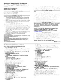 HIGHLIGHTS of PRESCRIBING INFORMATION These Highlights Do Not Include All the Information Needed to Use Remodulin Safely and Effectively