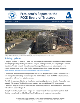 President's Report to the PCCD Board of Trustees