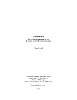 Abigail Joseph Submitted in Partial Fulfillment of the Requirements for the Degree of Doctor of Philosophy in the Graduate Schoo