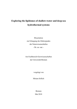 Exploring the Lipidomes of Shallow-Water and Deep-Sea Hydrothermal Systems