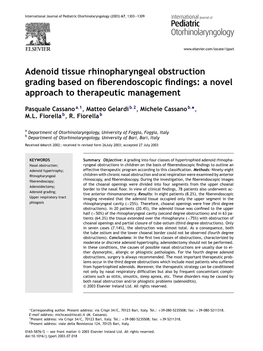 Adenoid Tissue Rhinopharyngeal Obstruction Grading Based on ﬁberendoscopic ﬁndings: a Novel Approach to Therapeutic Management