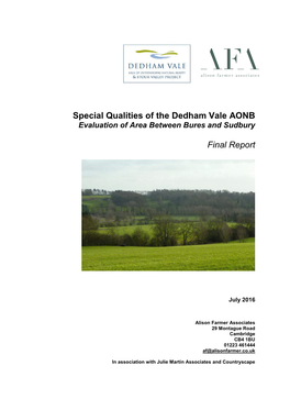 Special Qualities of the Dedham Vale AONB Evaluation of Area Between Bures and Sudbury
