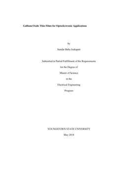 Gallium Oxide Thin Films for Optoelectronic Applications