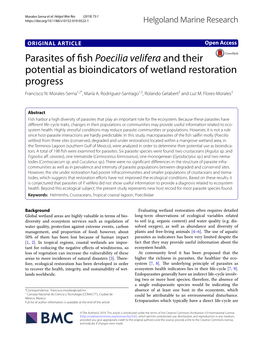 Parasites of Fish Poecilia Velifera and Their Potential As Bioindicators Of