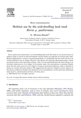 Habitat Use by the Arid-Dwelling Land Snail Iberus G. Gualtieranus