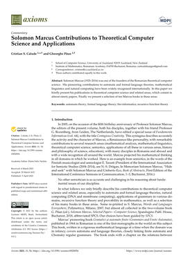 Solomon Marcus Contributions to Theoretical Computer Science and Applications