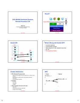 CSE 486/586 Distributed Systems Remote Procedure Call Recall?