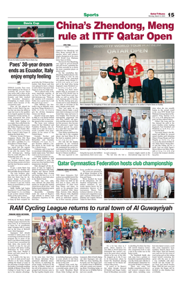 China's Zhendong, Meng Rule at ITTF Qatar Open