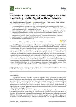 Passive Forward-Scattering Radar Using Digital Video Broadcasting Satellite Signal for Drone Detection