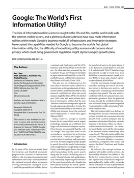 Google: the World's First Information Utility?