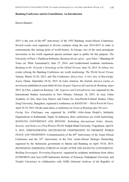 Bandung Conference and Its Constellation: an Introdu Ction