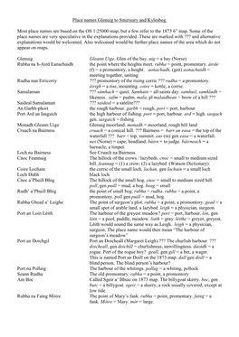 Place Names Glenuig to Smirisary and Kylesbeg. Most Place Names Are