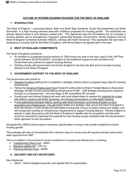 Outline of Interim Housing Package for the West of England