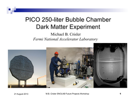 PICO 250-Liter Bubble Chamber Dark Matter Experiment Michael B