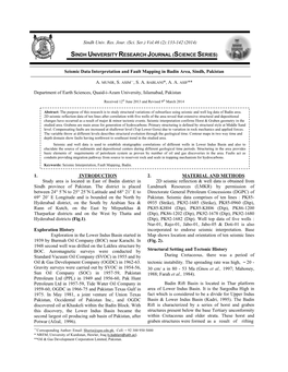 Seismic Data Interpretation and Fault Mapping in Badin Area, Sindh, Pakistan