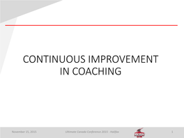 Coaching Continuous Improvement